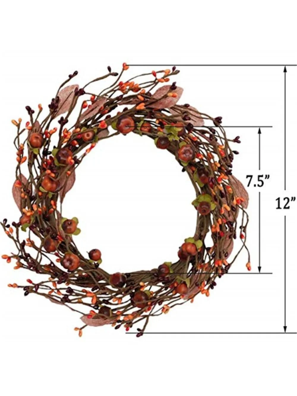 Mini Pumpkin Pip Berry Wreath for Front Door 12 Inches Fall Wreath Indoor